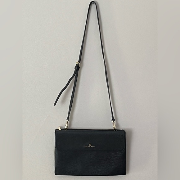 Women’s Celine Dion Black Leather Shoulder Purse Crossbody Purse Evening Clutch - Picture 9 of 14